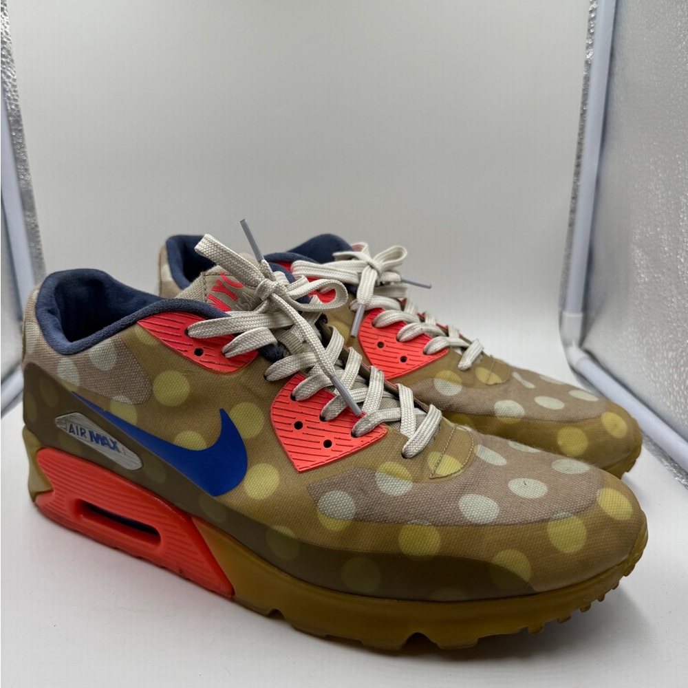 Nike Air Max 90 “NYC” Beije, Volt Red, Polka Dot Pattern sz11 Sneakers